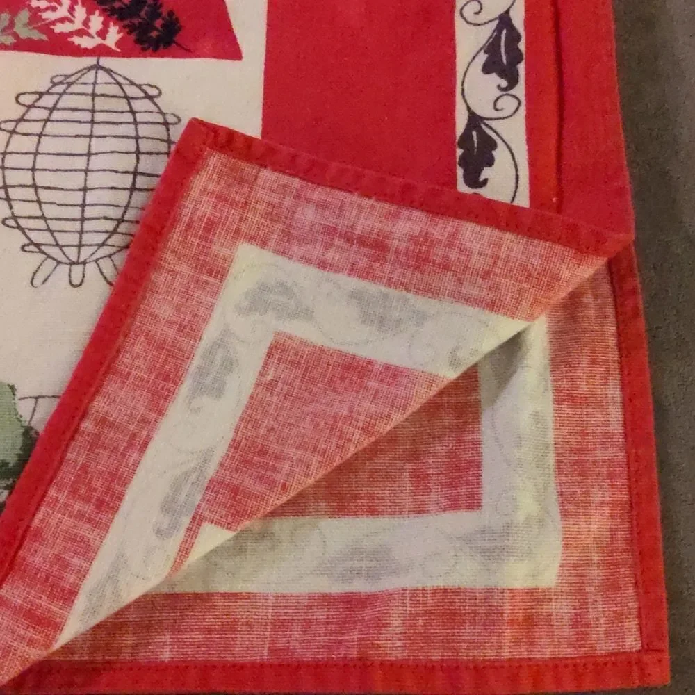 60s vintage red  tea towel‎